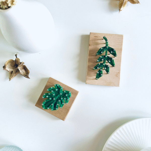 Magnesy String Art monstera i liść