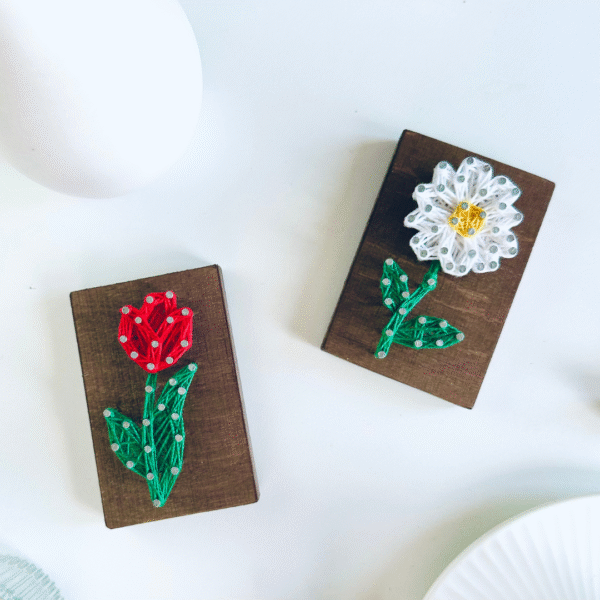 Magnesy String Art stokrotka i tulipan